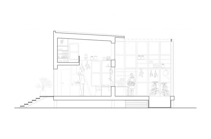 Gathering House, cross-section