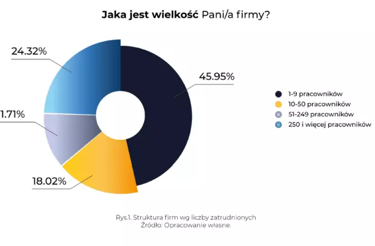 wielkość firm, w których pracują ankietowani