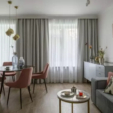 After demolishing the walls, one open living area was created
