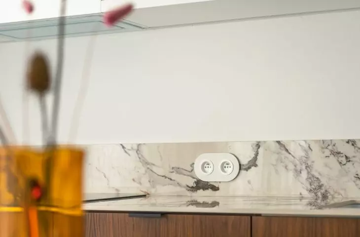 Designer sockets and switches complete the arrangement