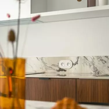 Designer sockets and switches complete the arrangement
