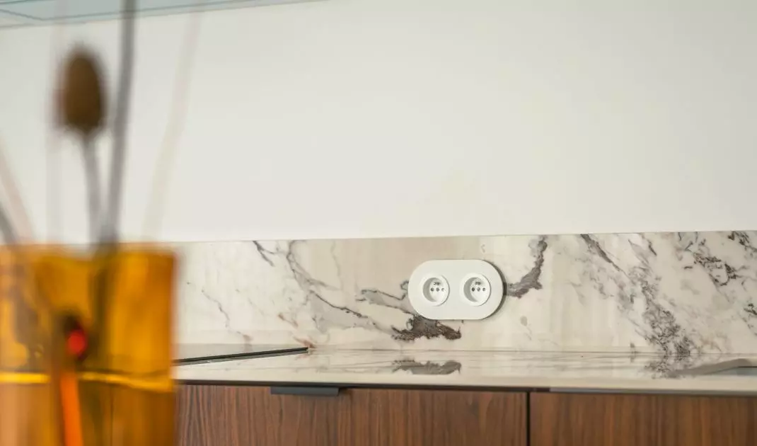 Designer sockets and switches complete the arrangement