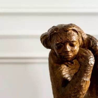 The interior is filled with art, including sculptures by Lech Goździewski