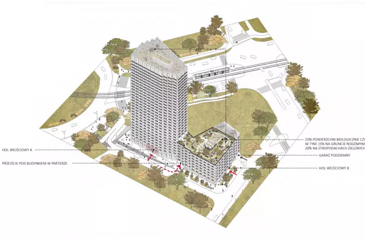 Axonometry of the designed building