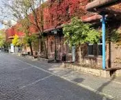 Road on the axis of the entrance to the WSB complex along the building with the library in the depth of the plot
