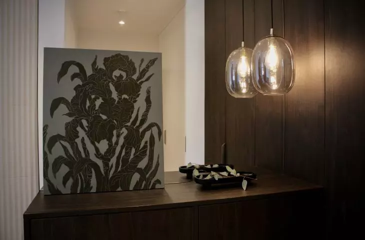 Subdued colors dominate the interior