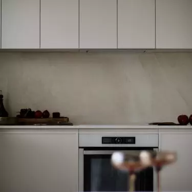 A simple built-in hides all the necessary kitchen equipment