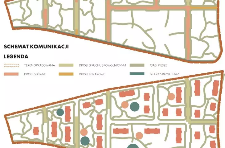 Estate in Gliwice, schematics of design solutions 