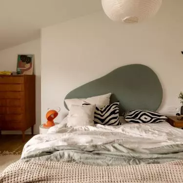 The bedroom was decorated in a zen-like atmosphere