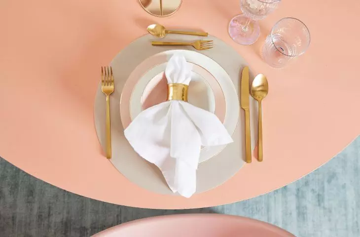 Peach table will add character to the arrangement