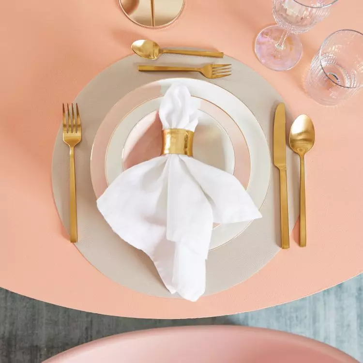 Peach table will add character to the arrangement
