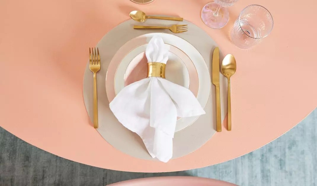 Peach table will add character to the arrangement