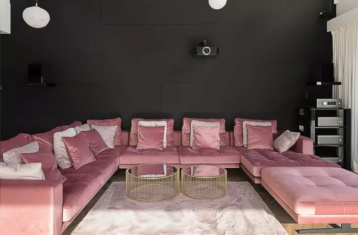 Free-hanging vertical ceiling tiles were used for the arrangement