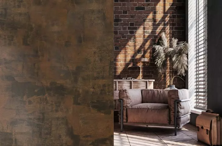 Metaliq. Steel wall effect.