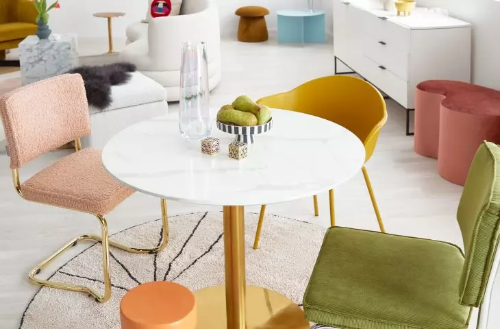 Corduroy upholstered chair will be an interesting part of the arrangement