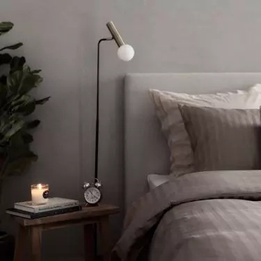 Corduroy bed frame will work well in a mini-style arrangement
