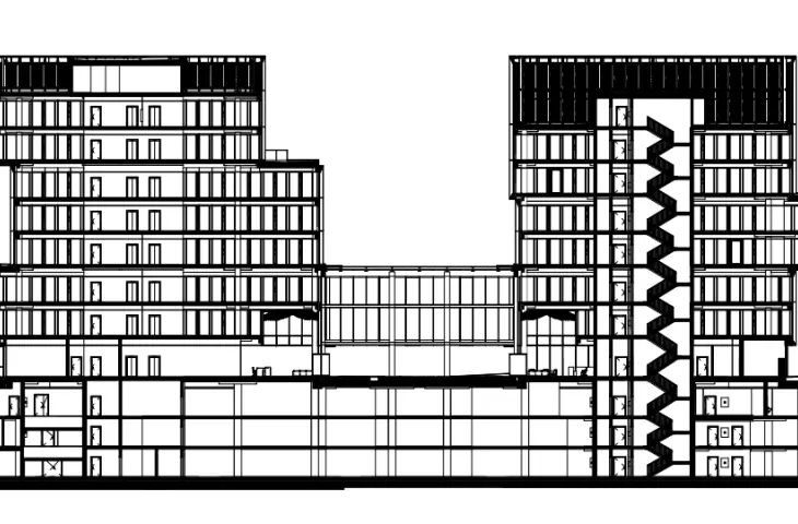 cross section through office building