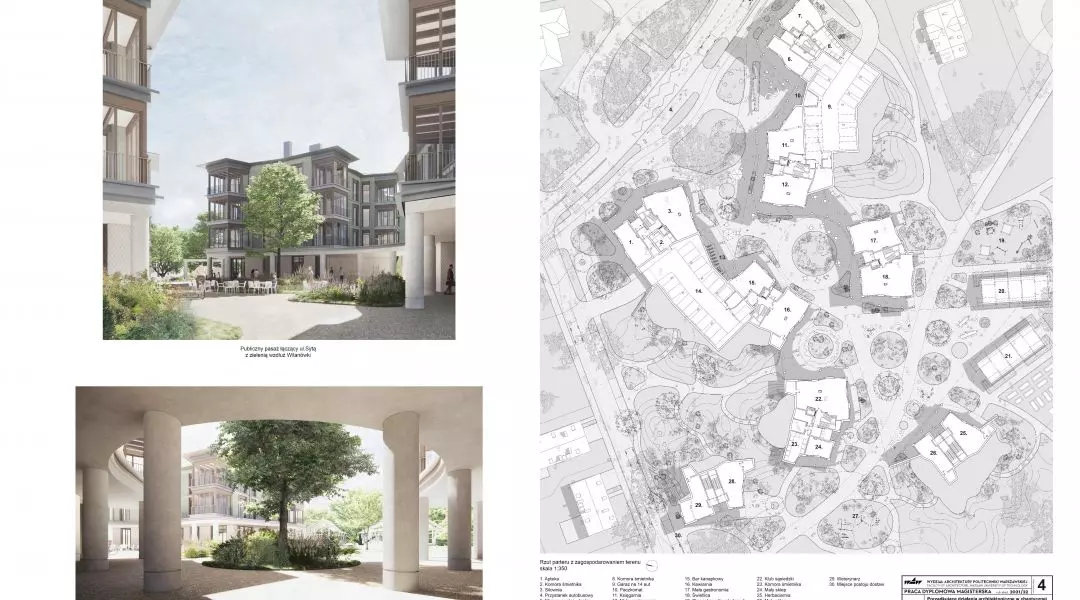 I Nagroda, proj.: „Porządkujące działania architektoniczne w chaotycznej zabudowie obrzeży miast. Projekt zespołu budynków miesz