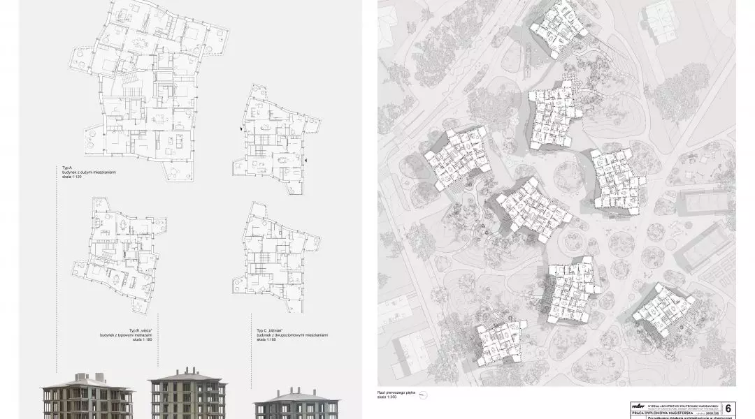 I Nagroda, proj.: „Porządkujące działania architektoniczne w chaotycznej zabudowie obrzeży miast. Projekt zespołu budynków miesz