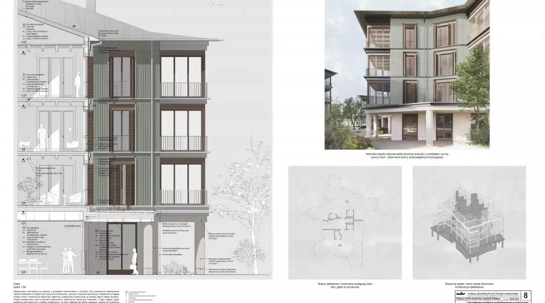 I Nagroda, proj.: „Porządkujące działania architektoniczne w chaotycznej zabudowie obrzeży miast. Projekt zespołu budynków miesz