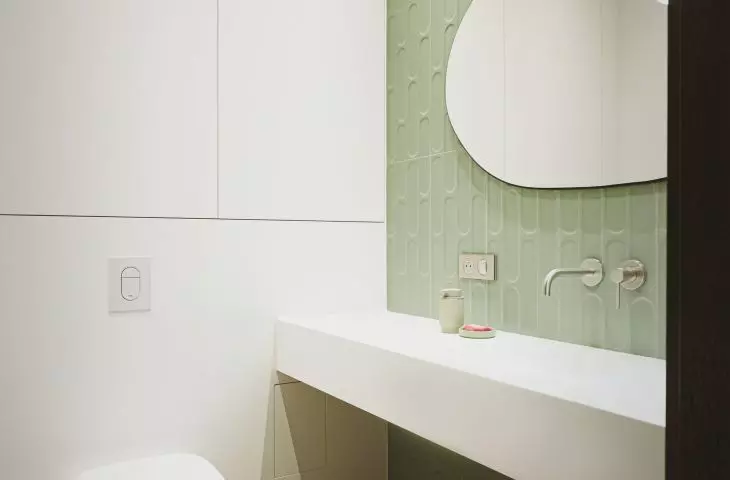 Structural tiles were used in the toilet