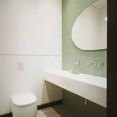 Structural tiles were used in the toilet
