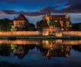 Iluminacja murów Zamku w Malborku oraz strefa bulwaru nad rzeką Nogat