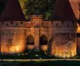 Illumination of the walls of Malbork Castle and the boulevard area on the Nogat River