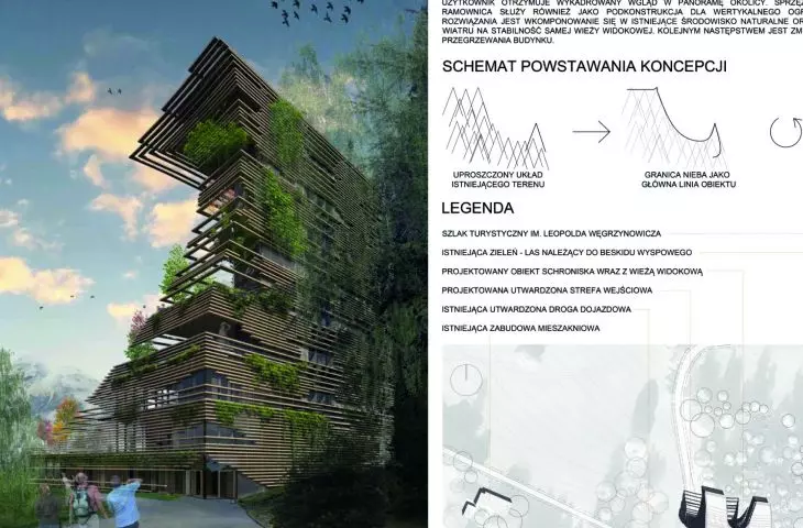 Projekt schroniska turystycznego z wieżą widokową na Górze Jeżowa Woda. Fenomen wież widokowych