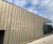 Glass and steel were used on the facade