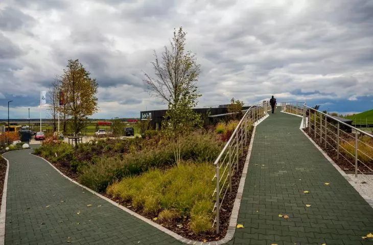 The architects also designed a path to the top of the reclaimed quarters