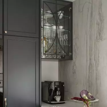 Walls are covered with marble pattern stoneware