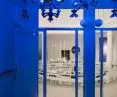 The cobalt color refers to the color with which the ceramics are painted