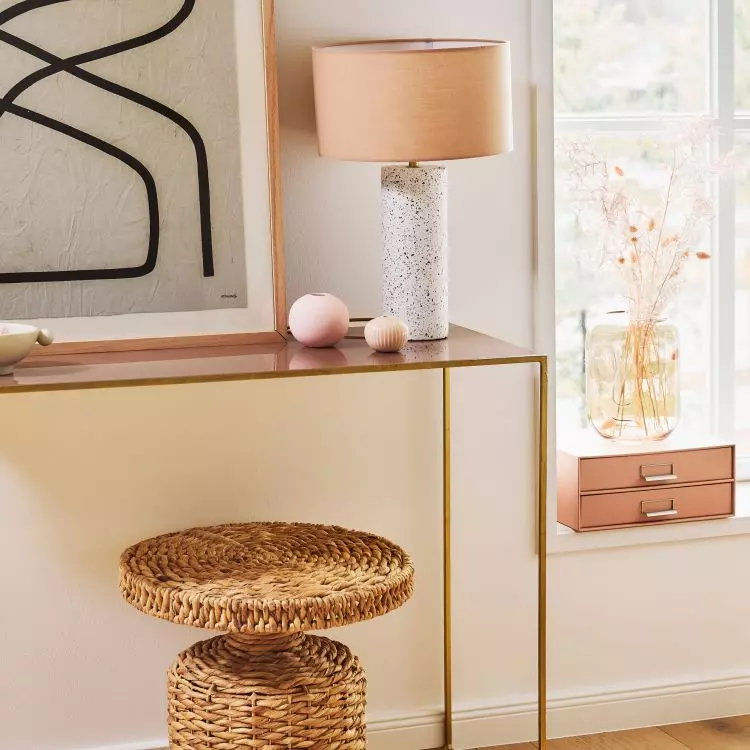 Peachwood lamp shade will give the space a beautiful glow