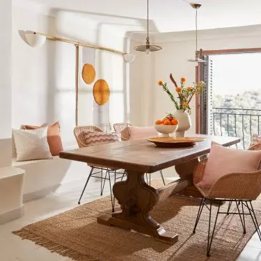 Peach warms the space