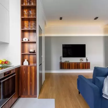 A television wall has been created in the circulation path