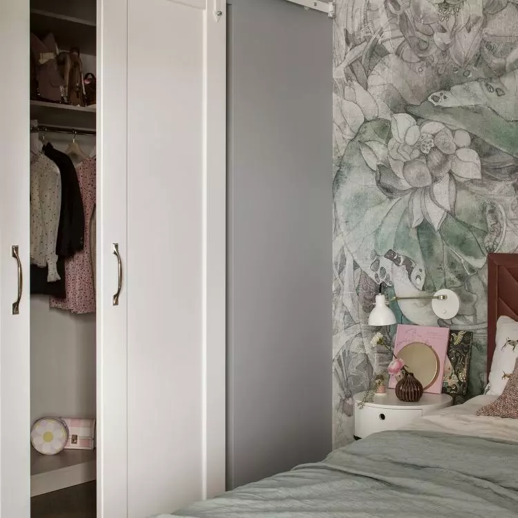The closet hides behind sliding doors