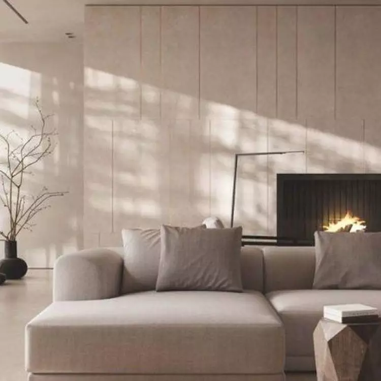 Minimalist fireplace surround will give the space a modern touch