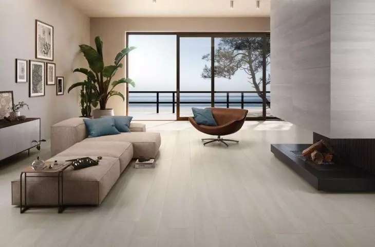 The three-sided fireplace will become the focal point of the arrangement