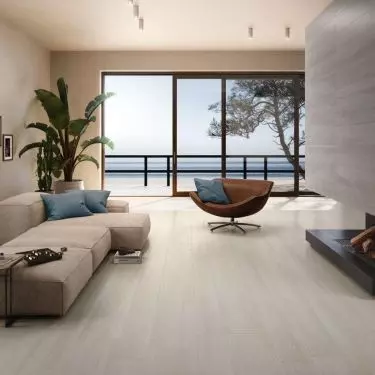 The three-sided fireplace will become the focal point of the arrangement