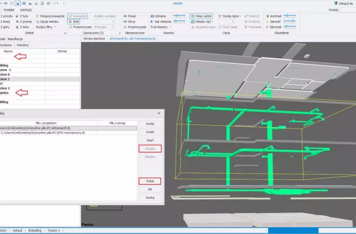 BIM model grouping and presentation on a single 3D view