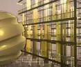 Design of the building's golden facade