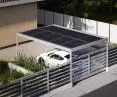 Carport aluminiowy zintegrowany z ogrodzeniem