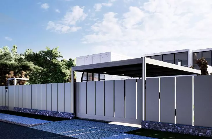 Ogrodzenie horizontal PV – aluminiowe lamele zintegrowane z panelami fotowoltaicznymi