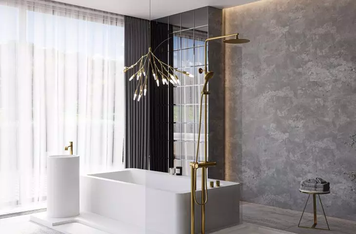 Luxum, wyspa kąpielowa na wymiar z umywalką i strefą prysznicową z GFK Luxum®