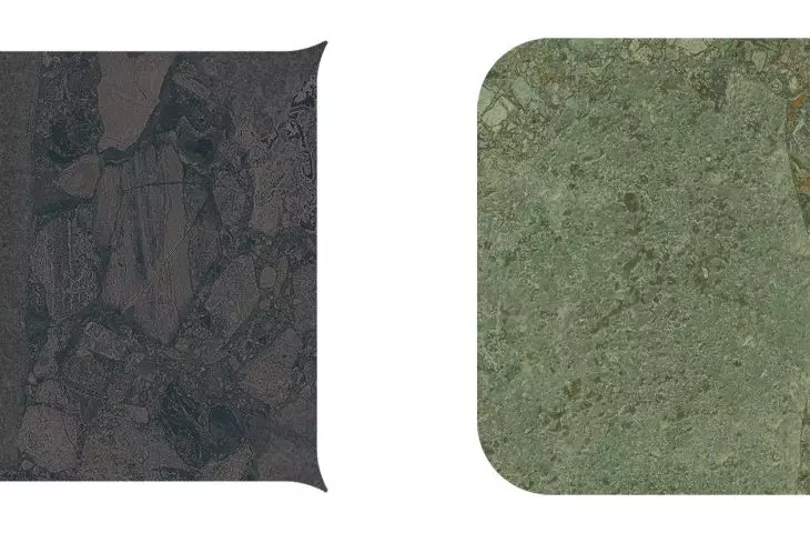 Checkers Starry Black Space 24.3x24.3 cm Checkers Rounded Green Giada 28.6x28.6 cm