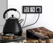 Socket with double USB charger type A and single plug socket with grounding (Simon 55 Nature - frame frosted black glass)