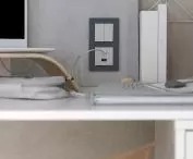 Double switch and USB charger type C+A (Simon 55 Nature - frame frosted grey glass)