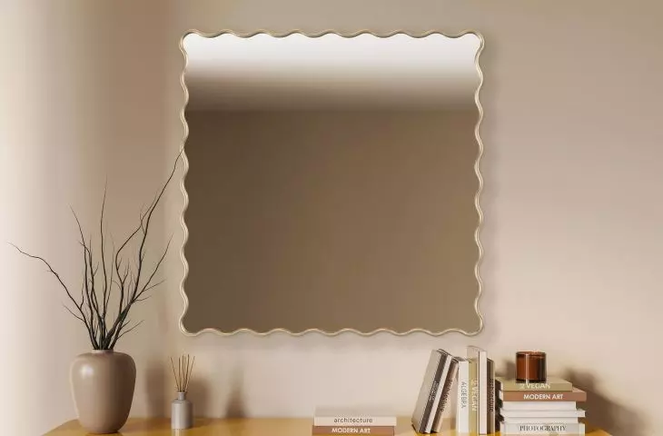 Decorative mirror in gold frame BISCUIT SQUARE FRAMED