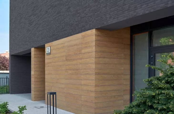Flexible facade board - Softwood, mineral clinker tiles - Elabrick